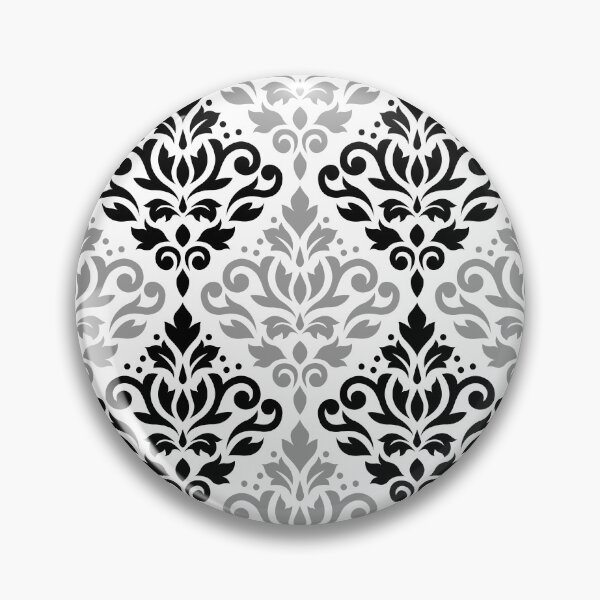 Item preview, Scroll Damask Pattern Black+Gray on White designed and sold by NataliePaskell.