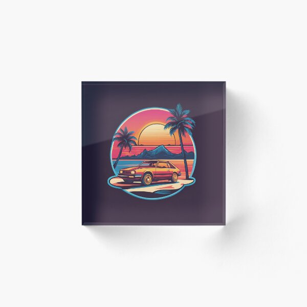 Item preview, Palm Tree Retro 80s Sunset Beach with Car designed and sold by BigKingMonkey.