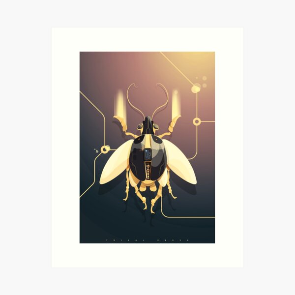 Cyborg Beetle Art Print