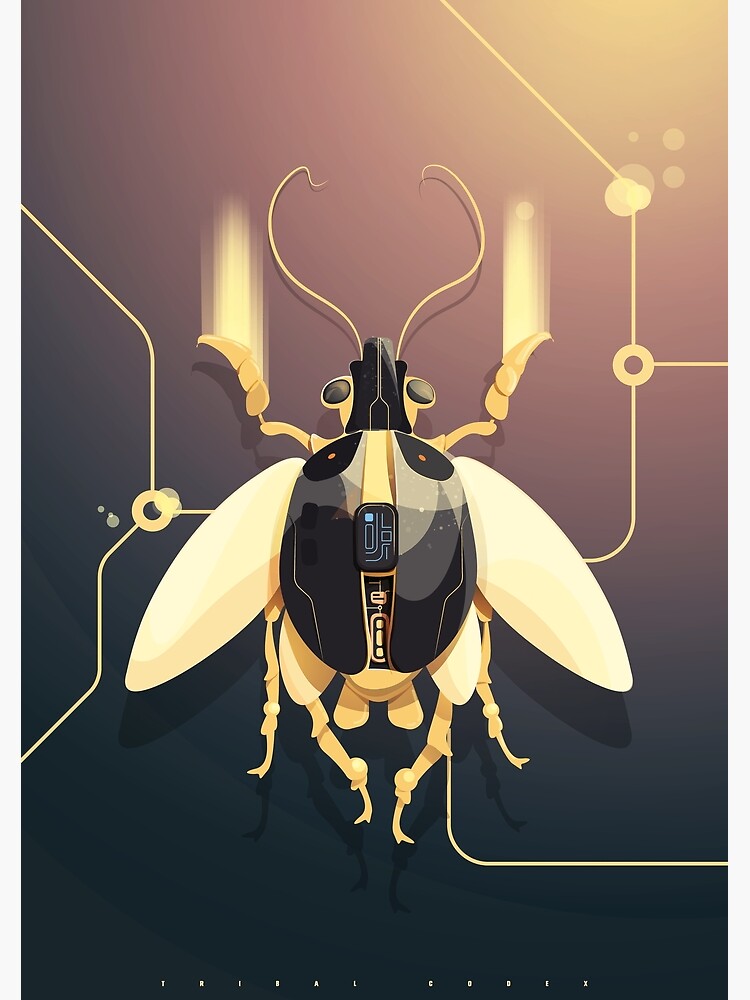 Thumbnail 3 of 3, Art Print, Cyborg Beetle designed and sold by TribalCodex.
