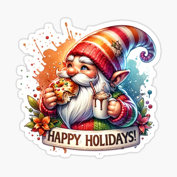 Item preview, Gnome Christmas & "Happy Holidays" – Perfect for T-Shirts, Stickers & Mugs designed and sold by artedigital99.