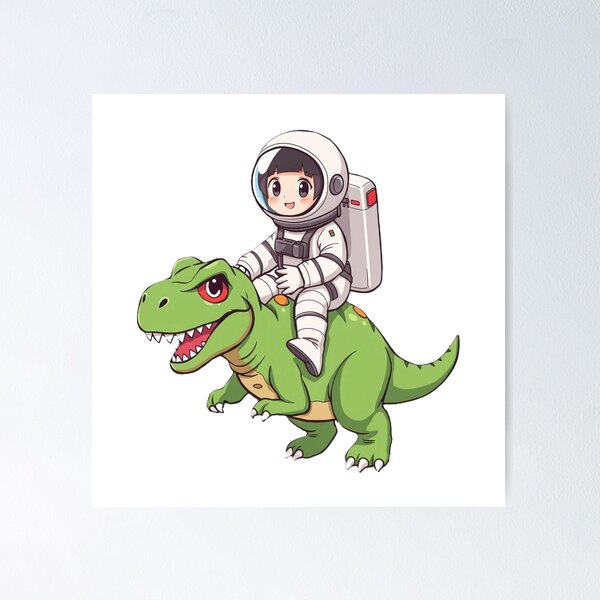 Item preview, Girl astronaut riding T-Rex designed and sold by MartialArtisan.