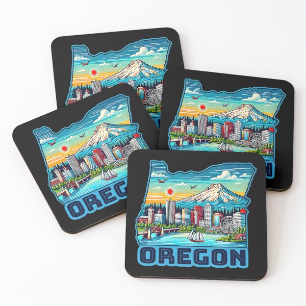Item preview, Oregon State Map USA Skyline and Landmarks Illustration- travel souvenir art designed and sold by Unitepeople.