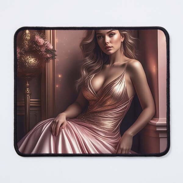 Artikelvorschau, Rosa und goldenes formelles AI-Kleid entworfen und verkauft von Fantasy-Fashion.