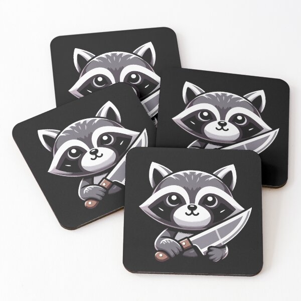 Item preview, Cute raccoon with knife designed and sold by Emegan Print Art.