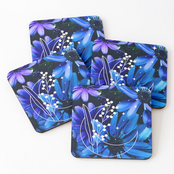 Item preview, Witch Crescent Moon Blue Daisy Dark Botanical  designed and sold by WildWoodlandWitch.