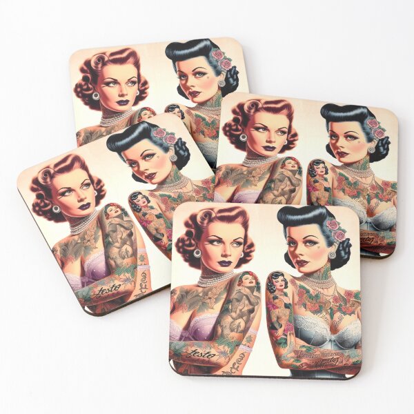 Item preview, Retro Inked Girls designed and sold by PulpVintage.