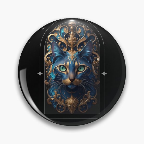 Item preview, Elegant stylish cat face blue and gold designed and sold by mind-blow-shop.