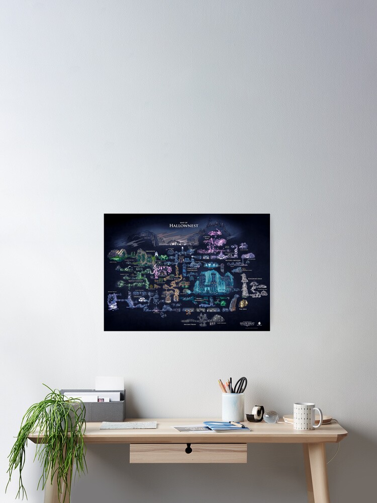 Thumbnail 2 of 3, Poster, 8K Hollow Knight Map designed and sold by Greedish.