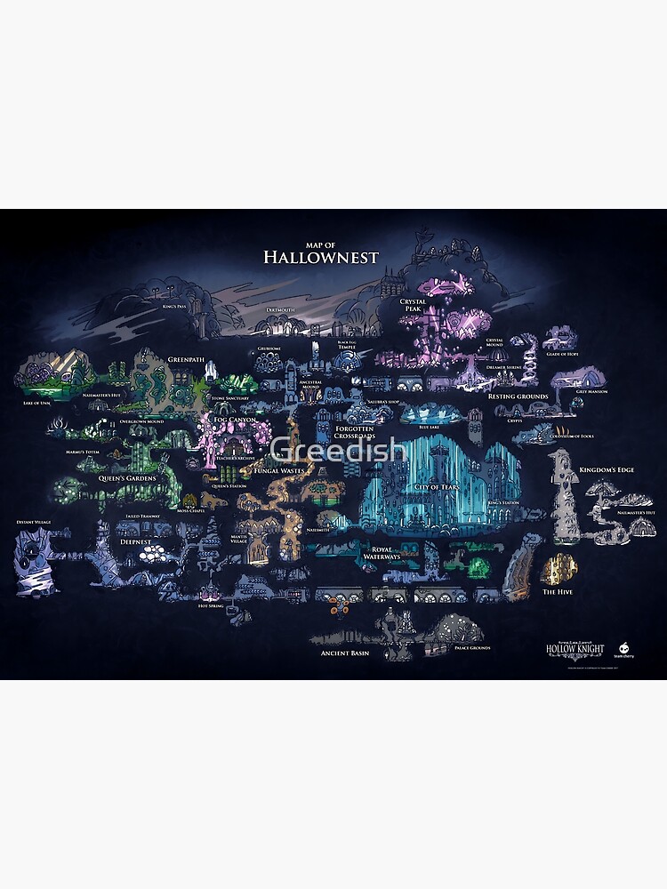 Thumbnail 3 of 3, Poster, 8K Hollow Knight Map designed and sold by Greedish.