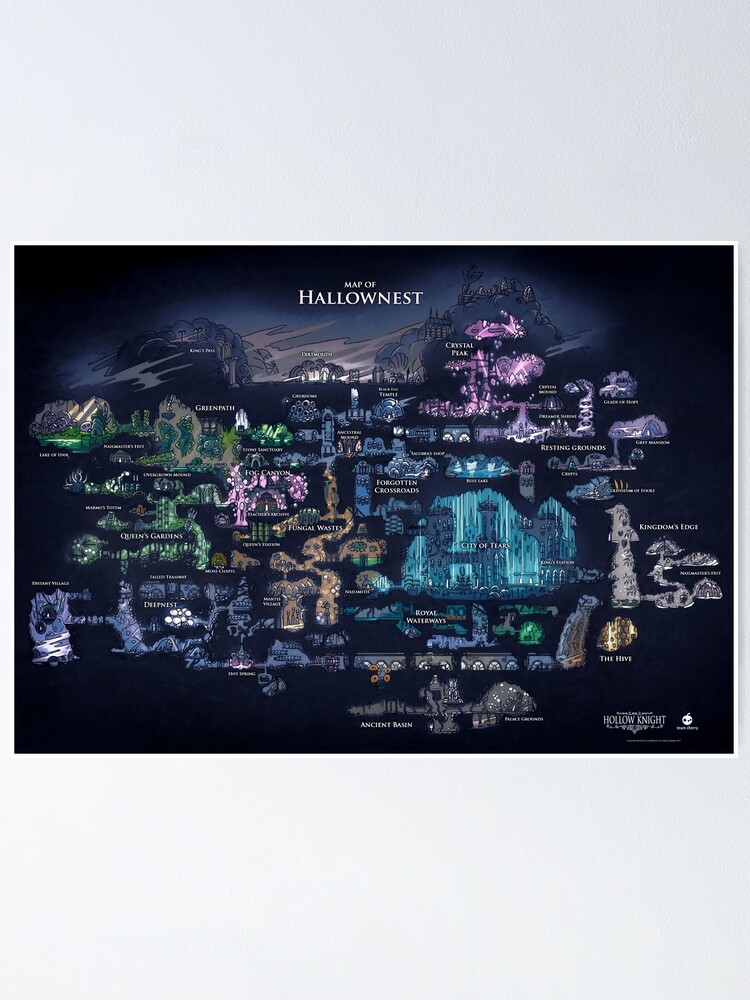 Thumbnail 1 of 3, Poster, 8K Hollow Knight Map designed and sold by Greedish.