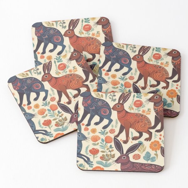 Item preview, Hares folk art designed and sold by GasconyPassion.