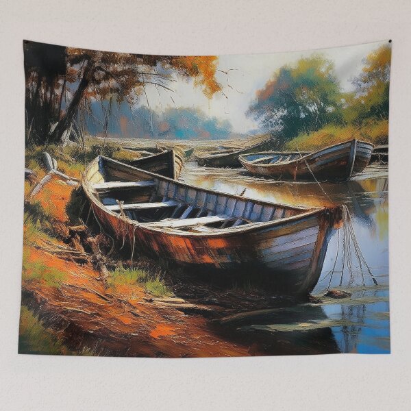 Item preview, Old boats decaying by the river designed and sold by Photography & Emotive Ai.
