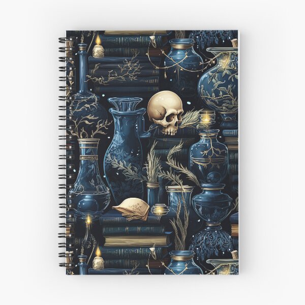 Item preview, Skulls, potions and spell books (blue) designed and sold by LittleRed72.