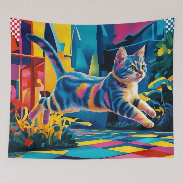 Item preview, colorful cat designed and sold by ArtTeeFusion.