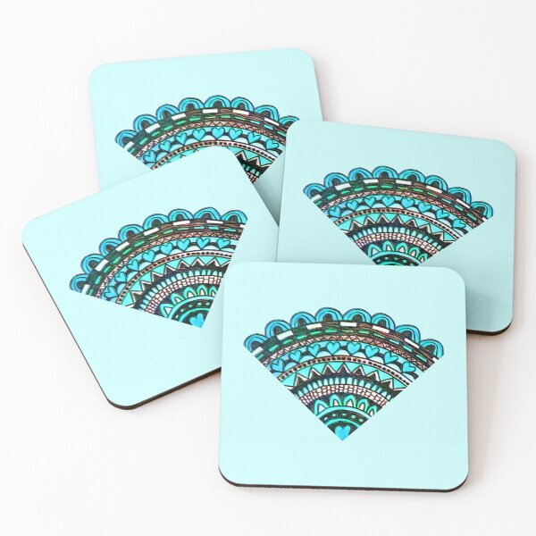 Item preview, Mandala fan, aqua designed and sold by FlossOrFi.