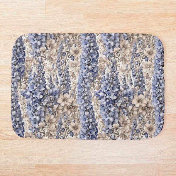 Aperçu de l'œuvre Motif floral de delphiniums bleus créée et vendue par FlowerMeFlorals.