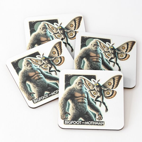 Item preview, Bigfoot and Mothman in a retro style monster movie design designed and sold by BrinaandPops.
