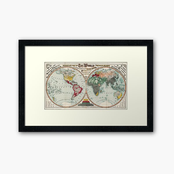 Missionary map of the world Framed Art Print