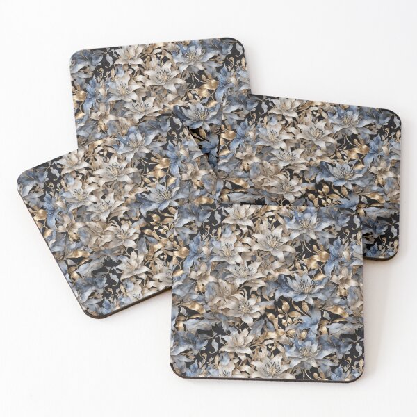 Item preview, Floral Pattern of Golden Cream and Blue Lilies designed and sold by FlowerMeFlorals.