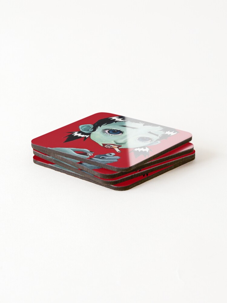 Thumbnail 4 of 5, Coasters (Set of 4), Red and black Pop art Illustration designed and sold by seagrease.