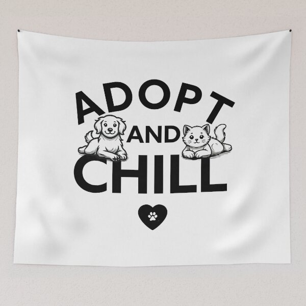Item preview, Adopt and Chill Black on White  designed and sold by TammySwarek.