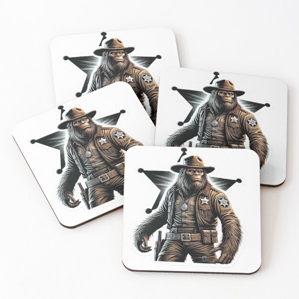 Item preview, Gritty Bigfoot Sheriff Deputy in uniform with Badge and hat designed and sold by BrinaandPops.