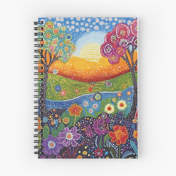 Item preview, Two trees in Springtime Floral Landscape Folk Art Style designed and sold by Neika Shimm Designs.