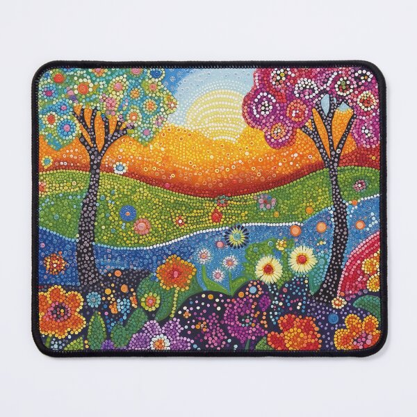 Item preview, Two trees in Springtime Floral Landscape Folk Art Style designed and sold by Neika Shimm Designs.