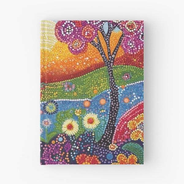Item preview, Two trees in Springtime Floral Landscape Folk Art Style designed and sold by Neika Shimm Designs.