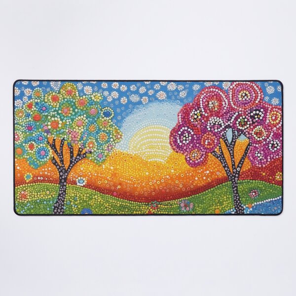 Item preview, Two trees in Springtime Floral Landscape Folk Art Style designed and sold by Neika Shimm Designs.