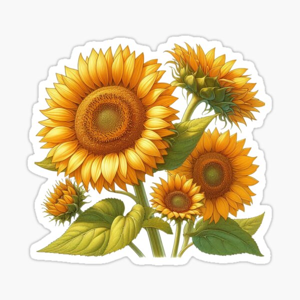 Sunflowers with cheerful appearance and good energy Sticker