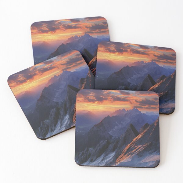 Item preview, Sunset Mountians Landscape, Mountains Wall Art designed and sold by NicolasGlowArt.