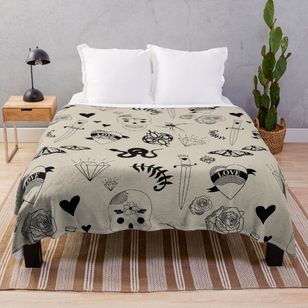 Item preview, Black & Beige Hand Drawn Tattoo Pattern designed and sold by idovedesign.