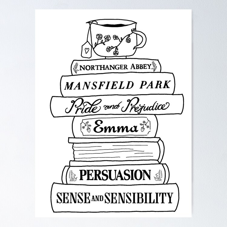 Jane Austen Book Stack Sticker