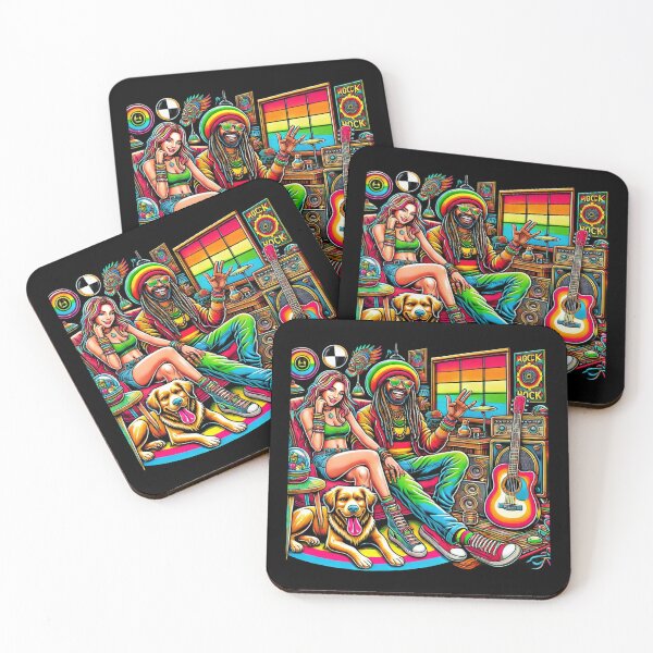 Item preview, Psychedelic Reggae Man and Rock Girl in Artistic Room designed and sold by Noussairox.