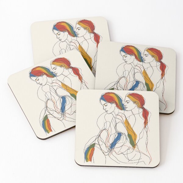 Aperçu de l'œuvre Croquis artistique au crayon de femmes LGBT créée et vendue par WishLuckShop.