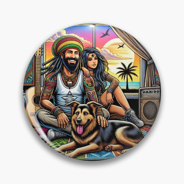 Item preview, Reggae Vibes and Rock Love: A Psychedelic Sunset with Dog designed and sold by Noussairox.