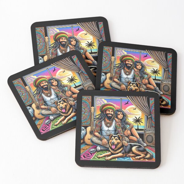 Item preview, Reggae Vibes and Rock Love: A Psychedelic Sunset with Dog designed and sold by Noussairox.