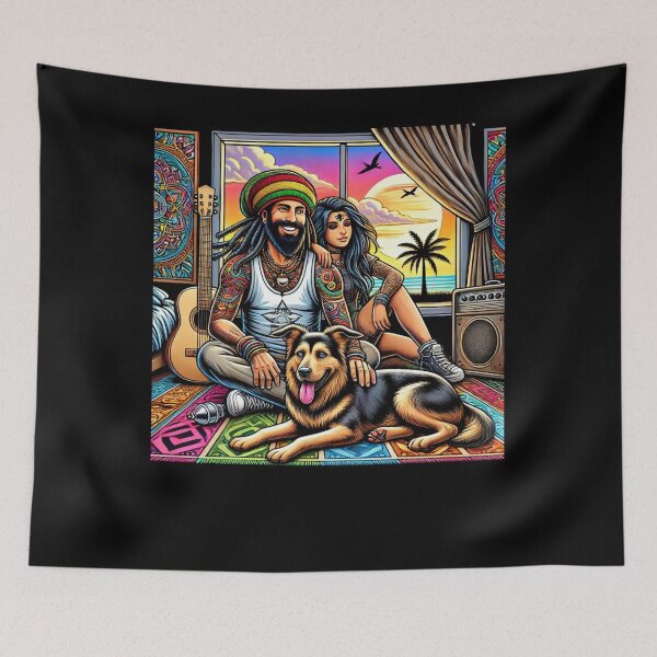 Item preview, Reggae Vibes and Rock Love: A Psychedelic Sunset with Dog designed and sold by Noussairox.