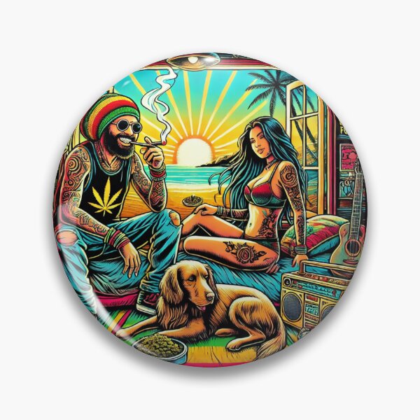 Item preview, Reggae Man and Rock Girl in Psychedelic sunset designed and sold by Noussairox.