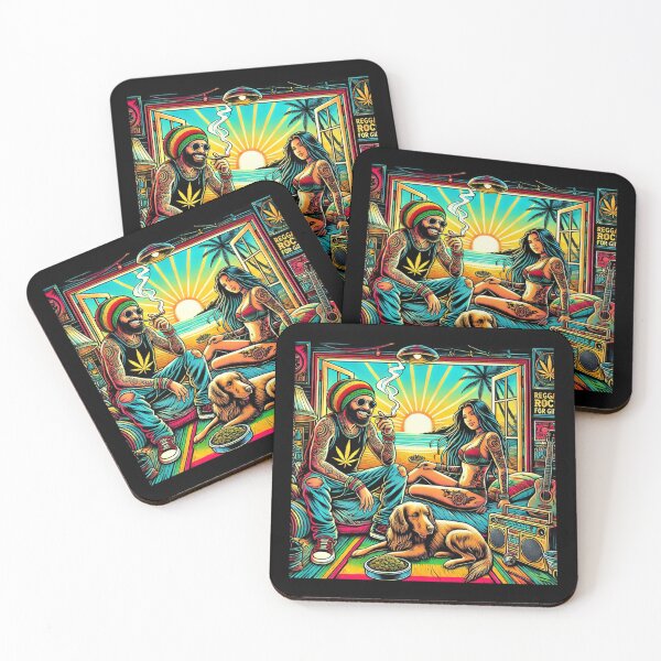 Item preview, Reggae Man and Rock Girl in Psychedelic sunset designed and sold by Noussairox.