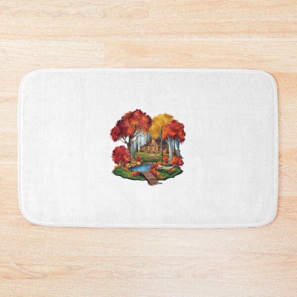 Item preview, Autumn vibes design calm leaves house lake designed and sold by Newhyperion.