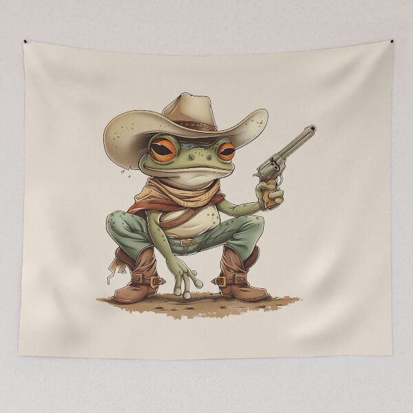 Item preview, Cute Cowboy Frog Shooting designed and sold by RetroPrints.