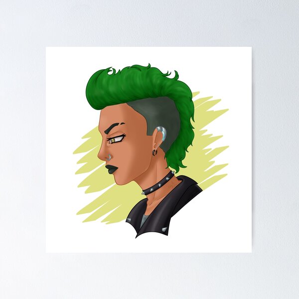 Item preview, Perfil lateral de una mujer punk designed and sold by AssortedDrawings.