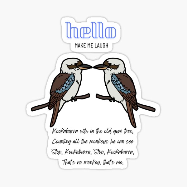 Kookaburras laugh out loud Lol Sticker