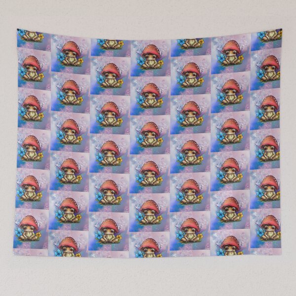 Item preview, Ethereal Toadstool Toad Frog and Flowers designed and sold by WildWoodlandWitch.