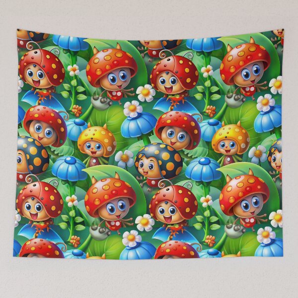 Item preview, Magic Ladibugs Walking Through the Enchanted Forest - Seamless Pattern #11 designed and sold by Second Draft Visuals.
