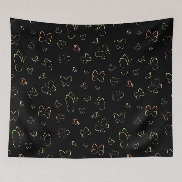 Item preview,  Butterfly Outline Pattern Green and Orange Version 3 designed and sold by ClearAndHappy.