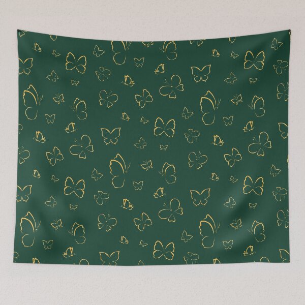 Item preview,  Butterfly Outline Pattern Gold and Green Version 3 designed and sold by ClearAndHappy.